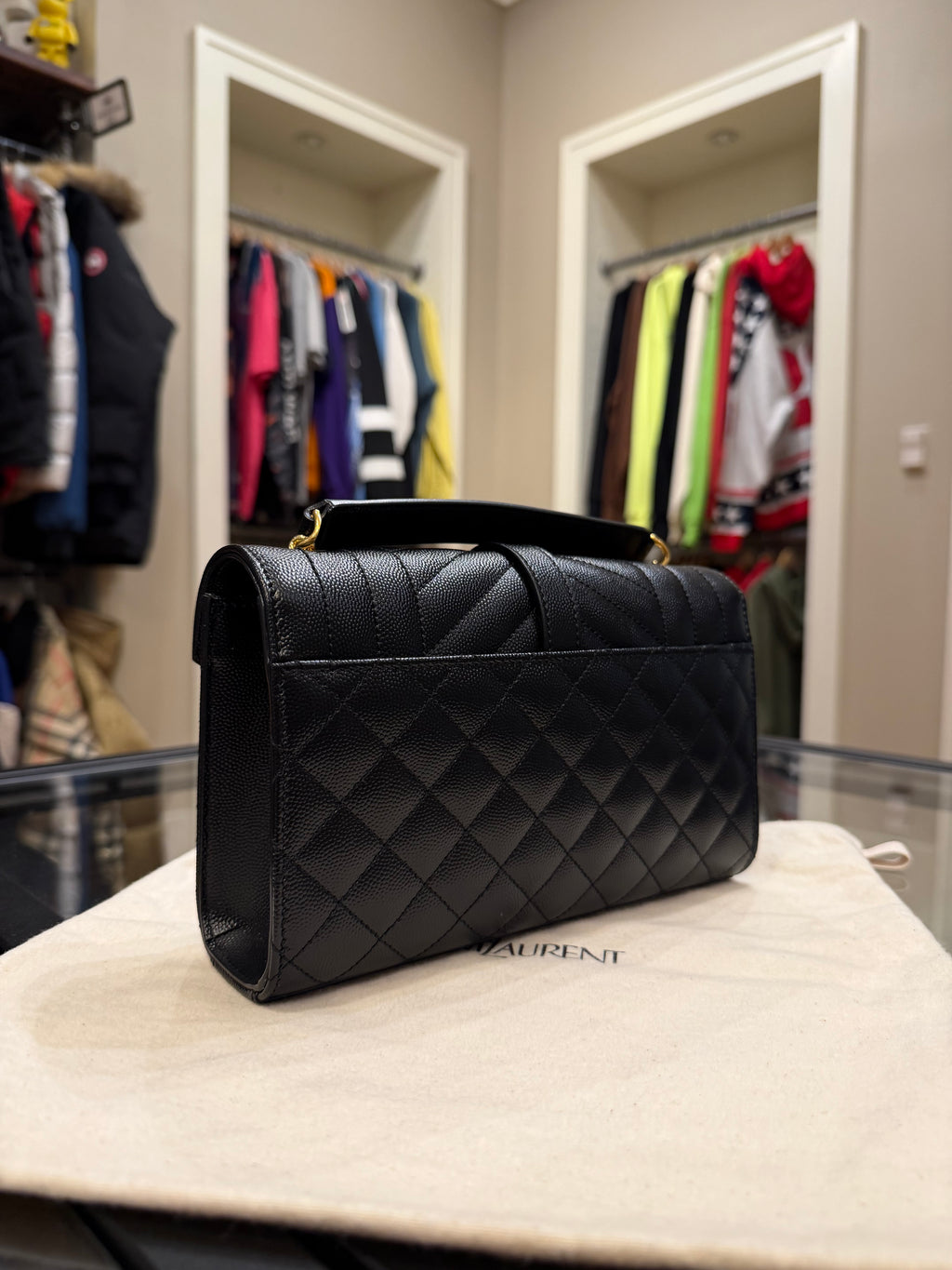 Saint Laurent Small Quilted Envelope Bag - Black