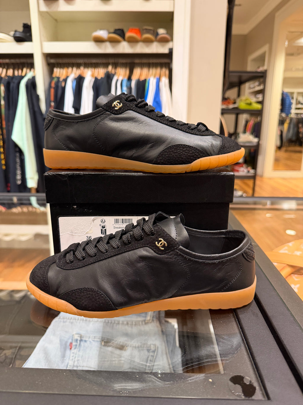 Chanel 24A Interlocking CC Logo Quilted Calfskin Sneaker - Black
