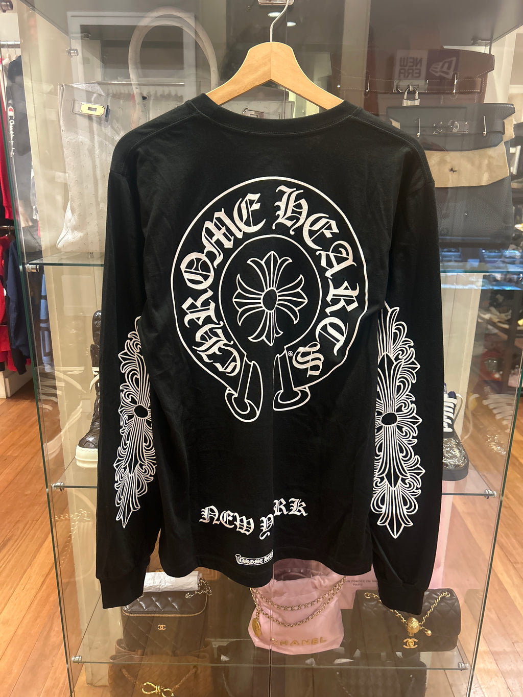 Chrome Hearts New York Horseshoe Logo LS Pocket Tee