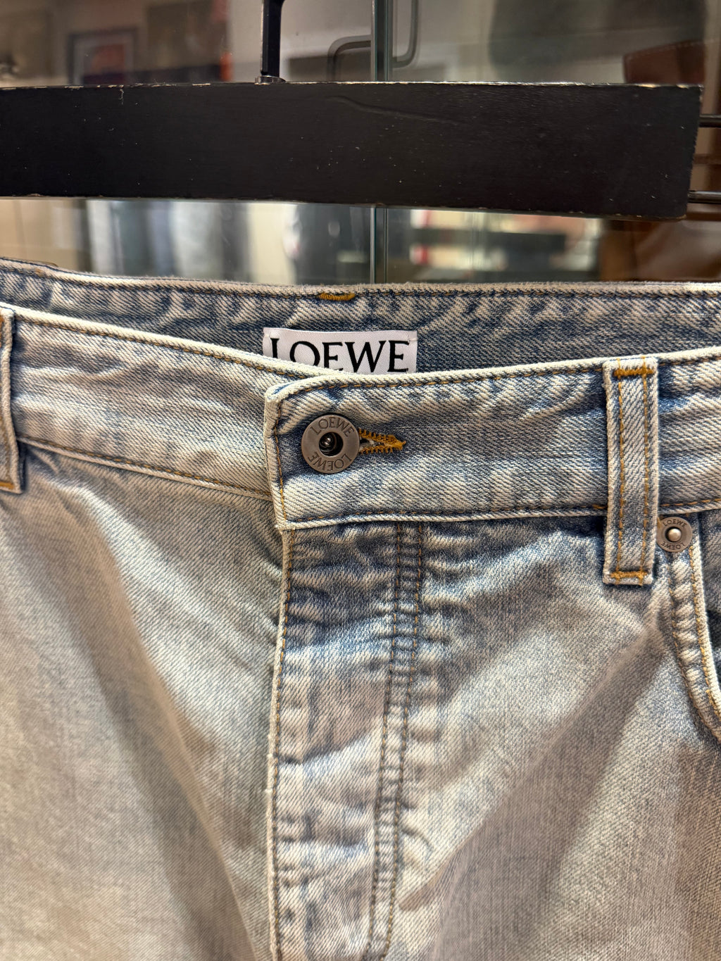 Loewe anagram denim cutoff shorts
