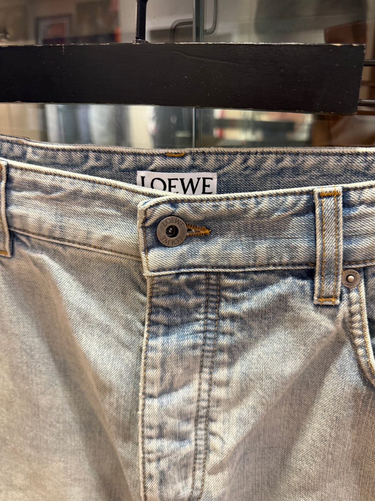 Loewe anagram denim cutoff shorts