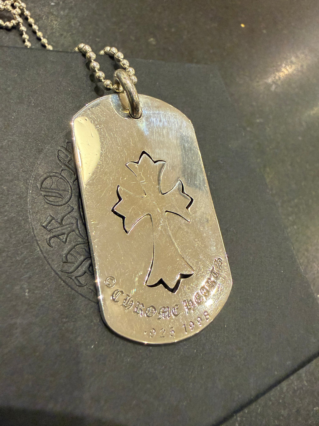 Chrome Hearts Cut Out Cross Dog Tag Necklace - Silver