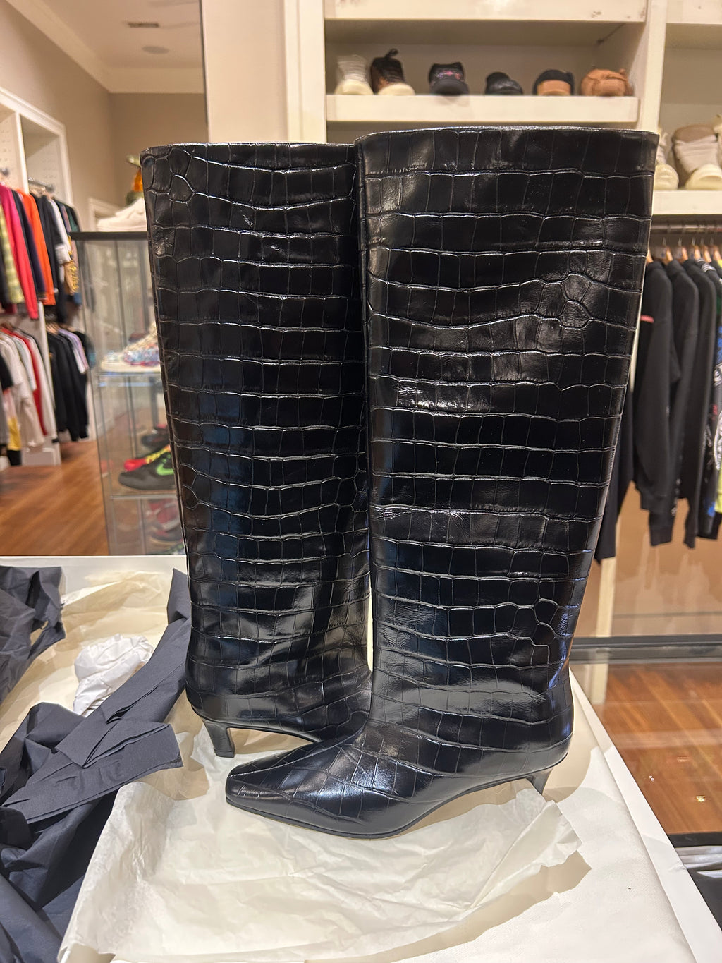 Totems Croc Shaft Boots - Black