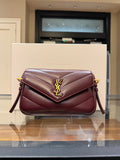 Saint Laurent Loulou Toy Crossbody Matelassé Lambskin Bag - Rouge Cabernet