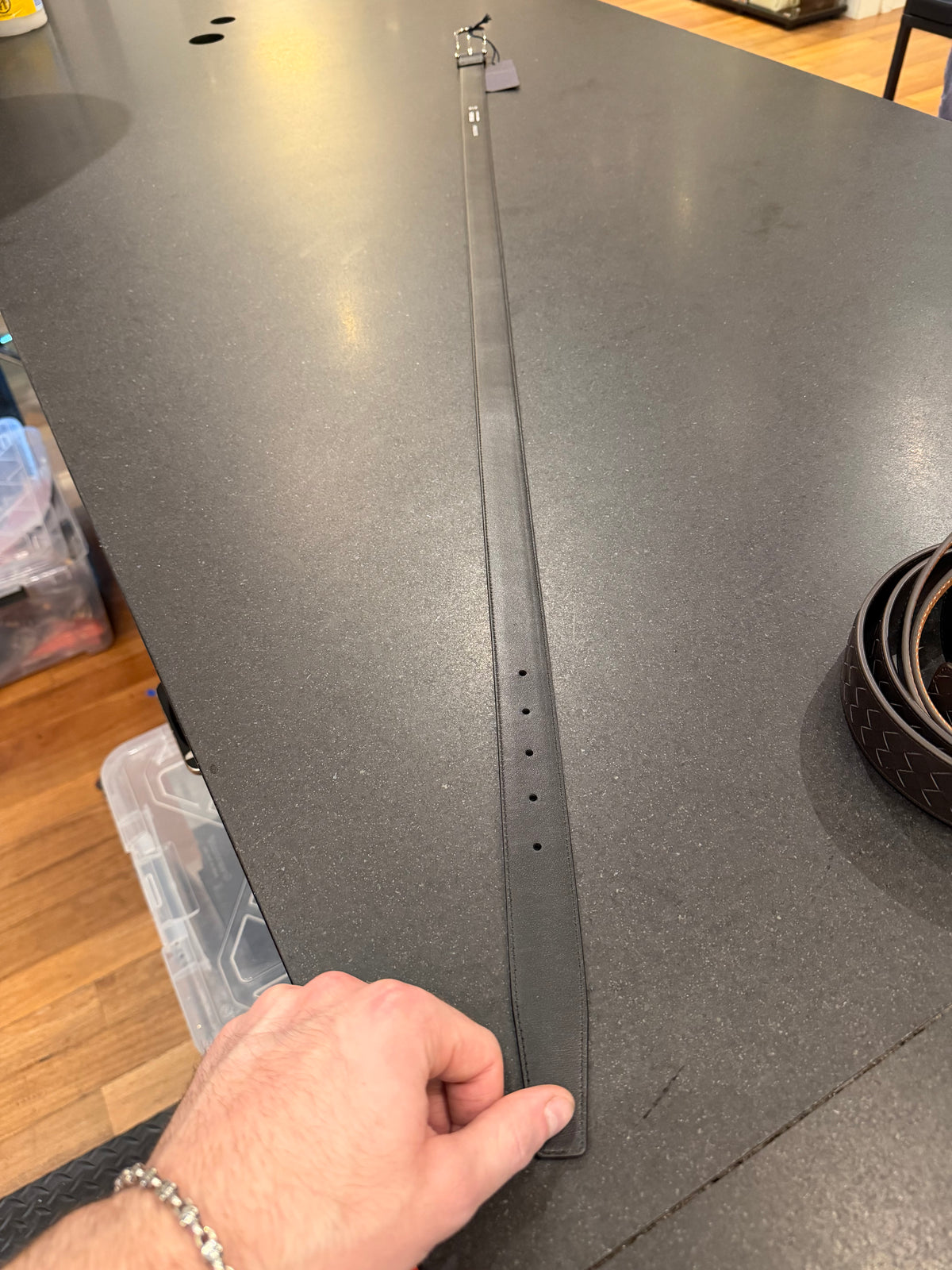 Prada Saffino Leather Belt - Black