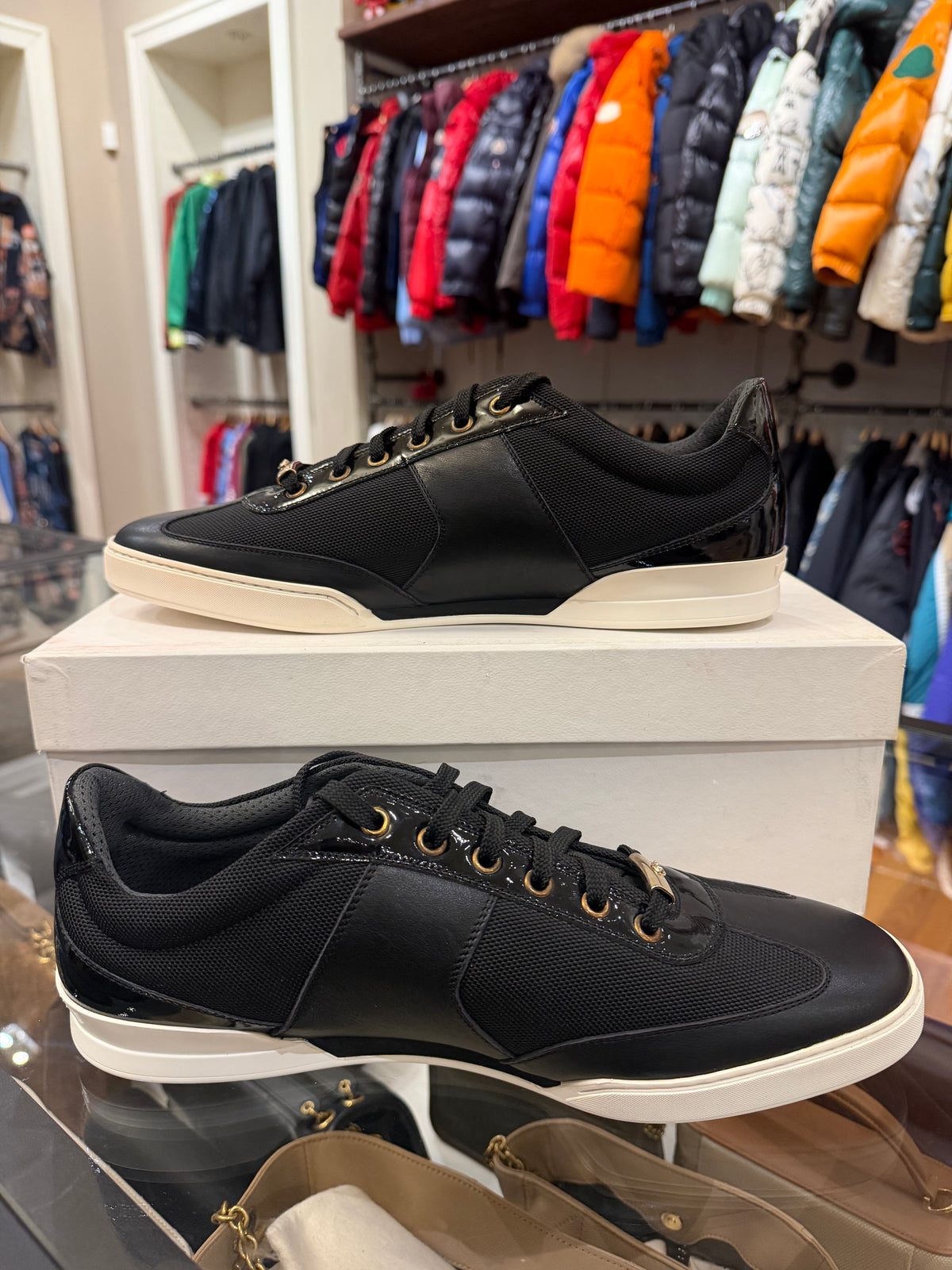 Versace Gold Letters Leather Sneakers