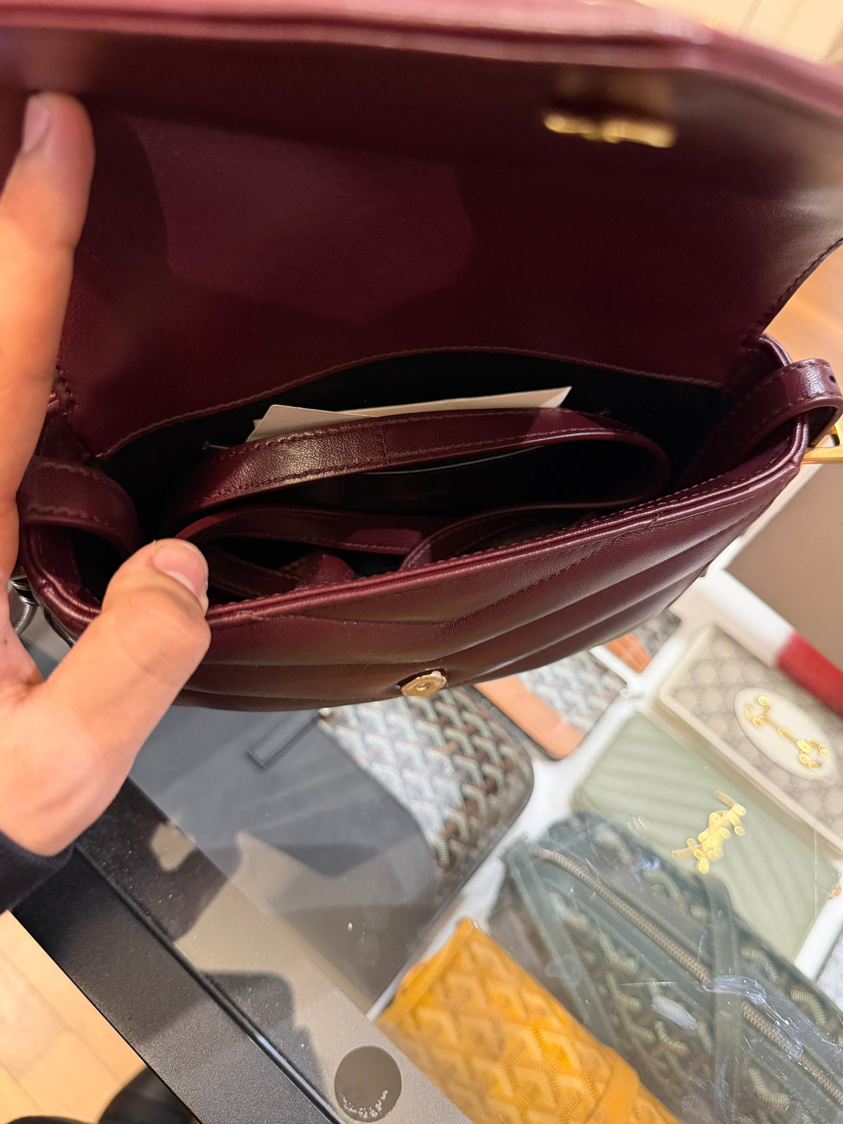 Saint Laurent Loulou Toy Crossbody Matelassé Lambskin Bag - Rouge Cabernet