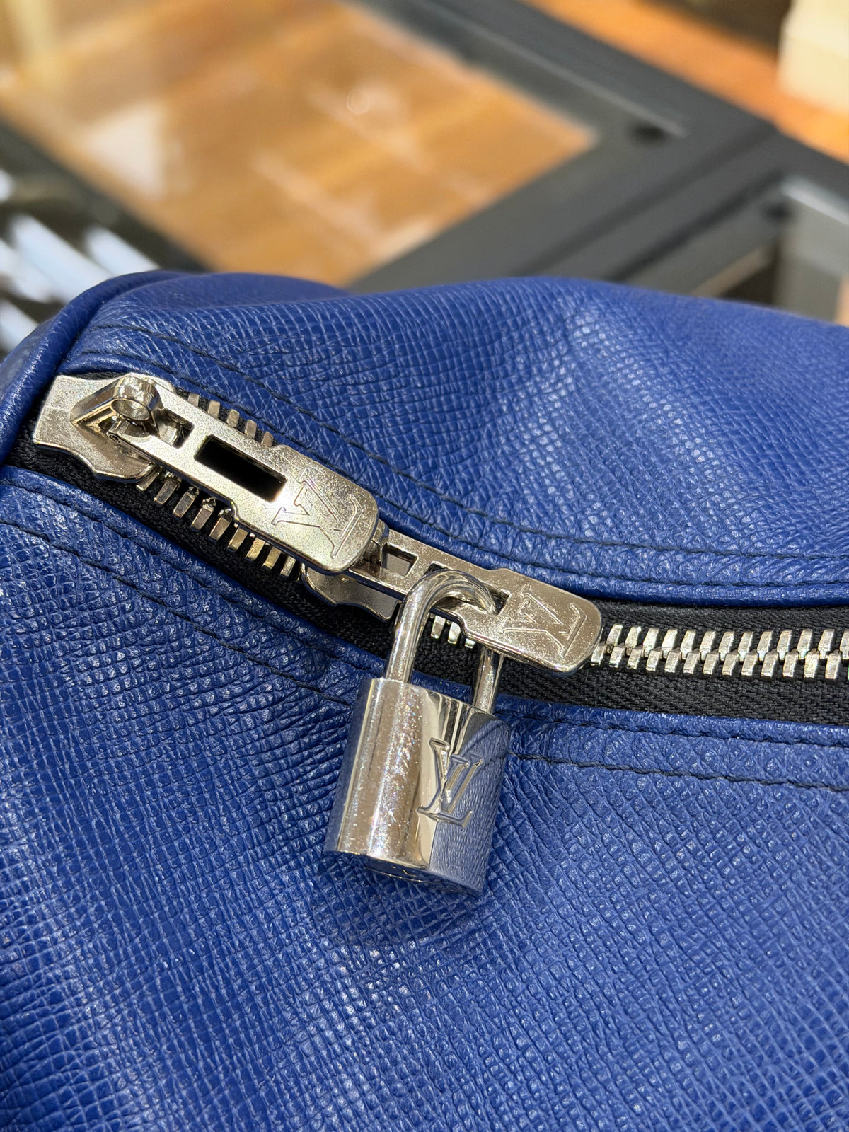 Louis Vuitton Keepall Bandoulière 45 Blue Duffle Bag