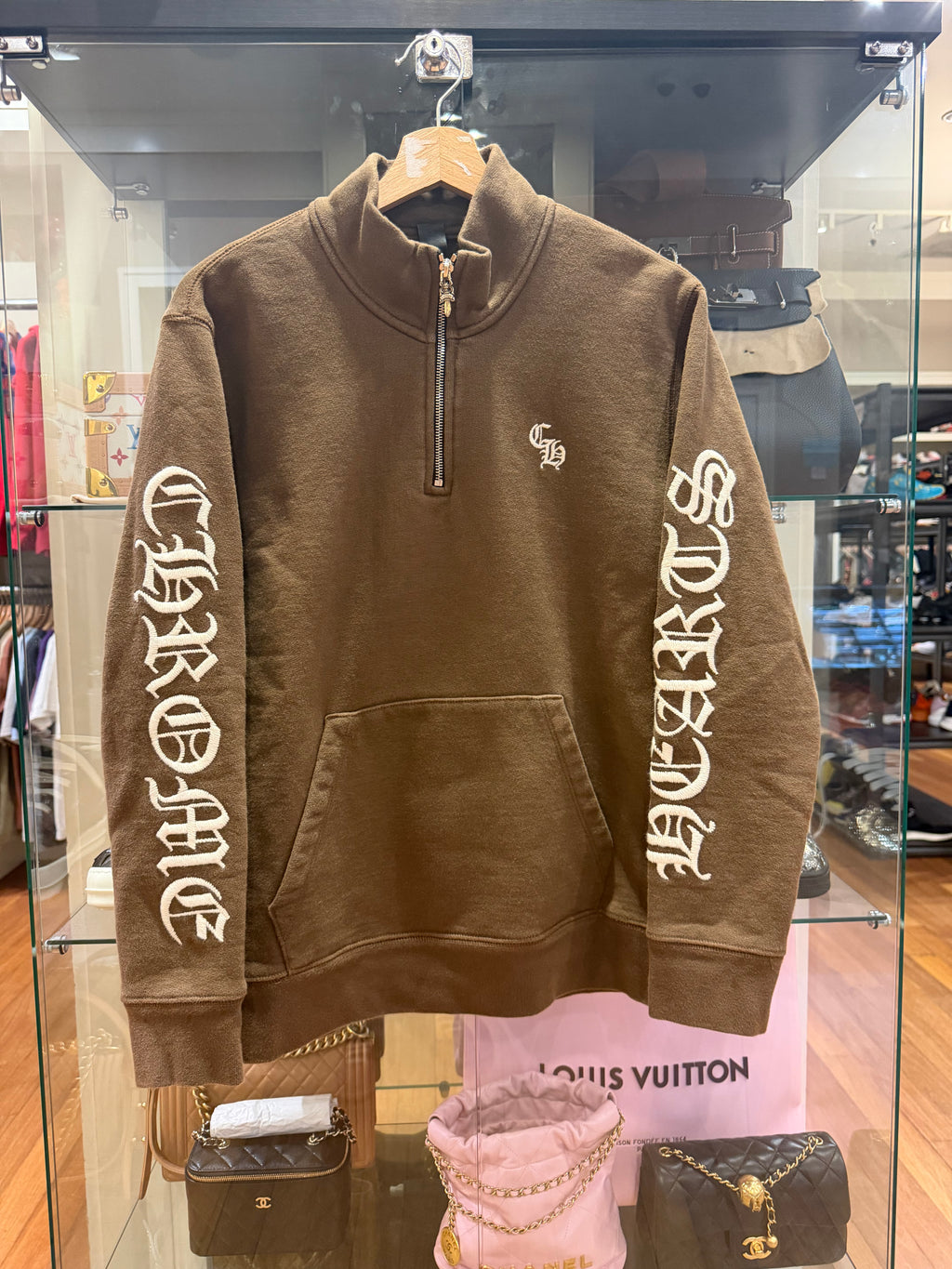 Chrome Hearts ‘Slo Ride’ Cashmere embroidered quarter zip - brown
