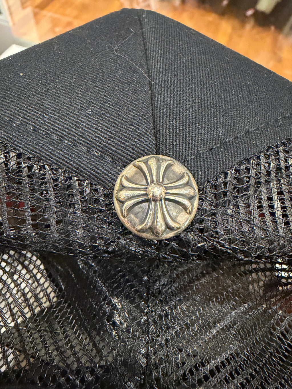 Chrome Hearts Triple Cross Pony Hair Trucker Hat- Black