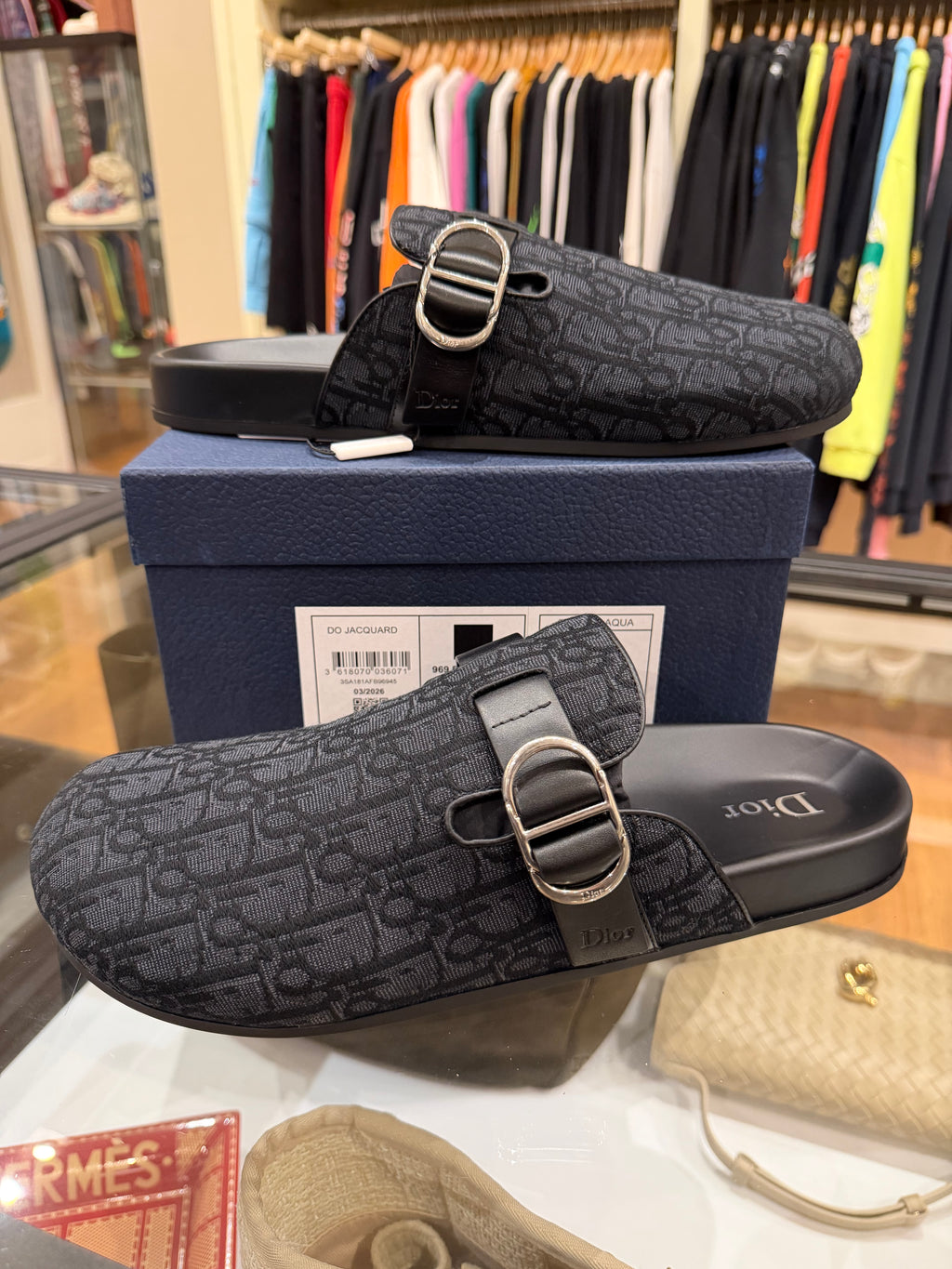 Dior Aqua Mule - Black Oblique Jaquard