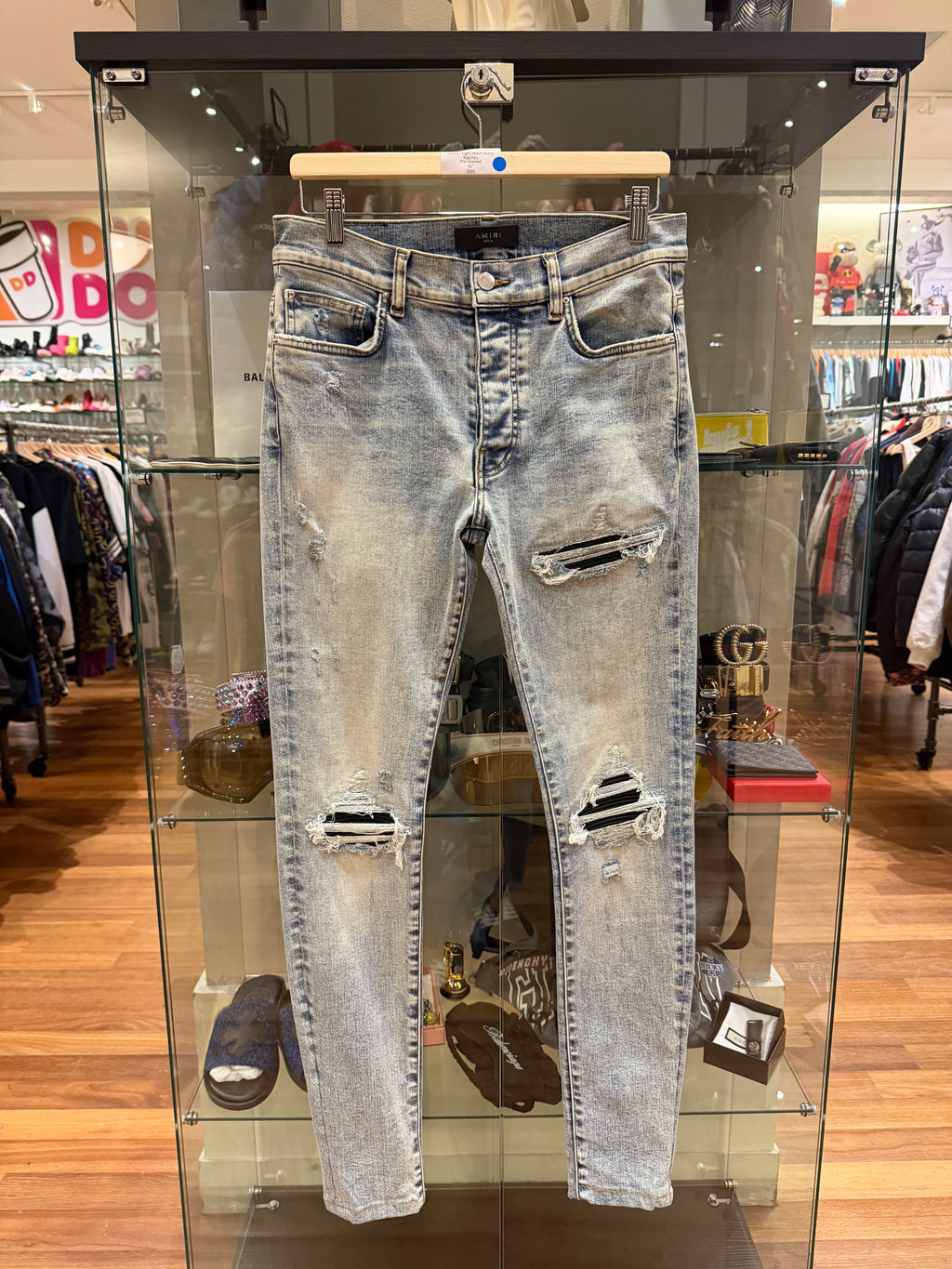 Amiri MX1 Distressed Skinny Jeans - Light Wash Black