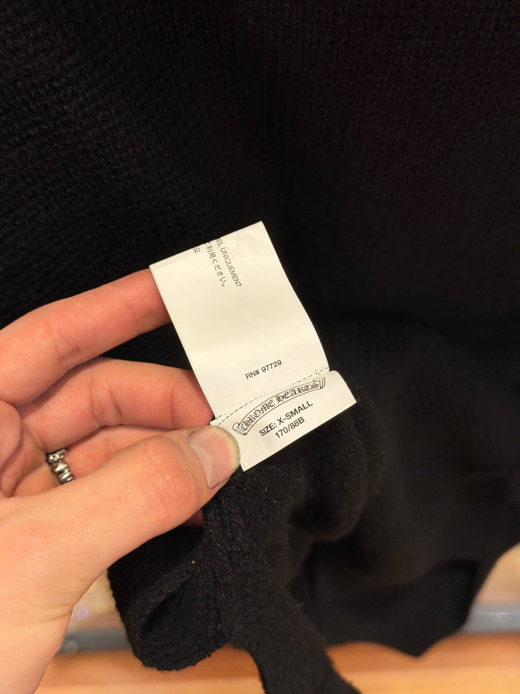 Chrome Hearts Cashmere Triple Cross Patch Waffle Hoodie