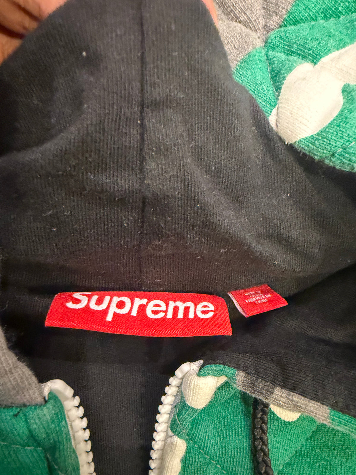 Supreme Quilted Zip Up
Hooded Jacket - Green Camo