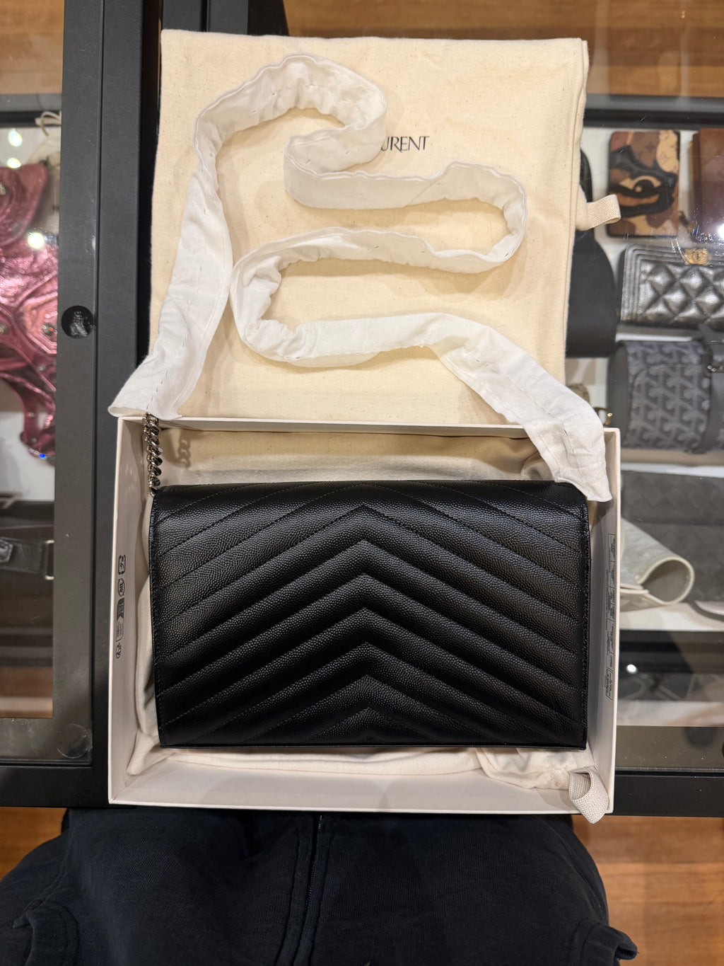 Saint Laurent Cassandre Envelope Chain Wallet