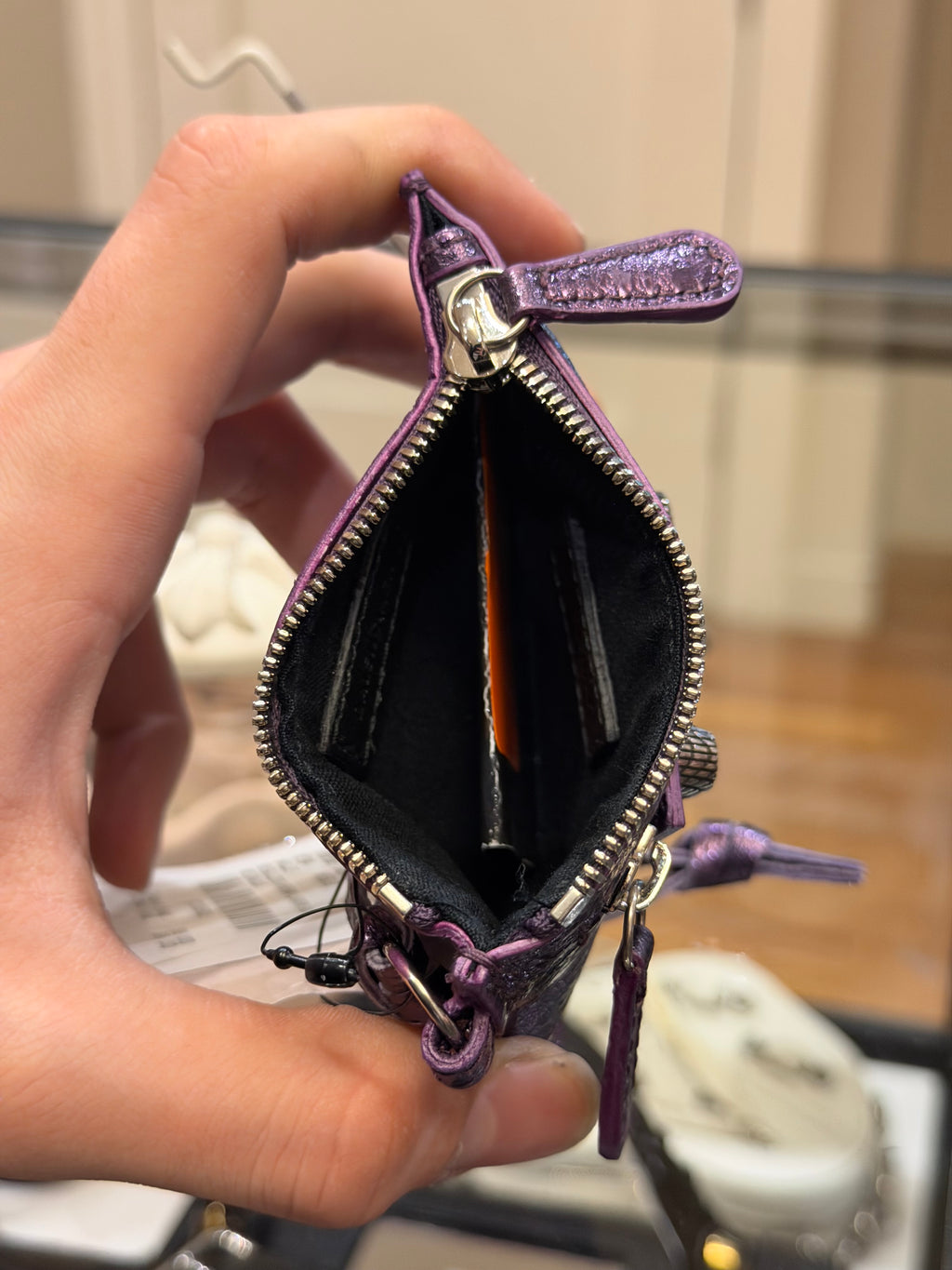 Balenciaga Le Cagole Metallic Arena Lambskin Coin Purse