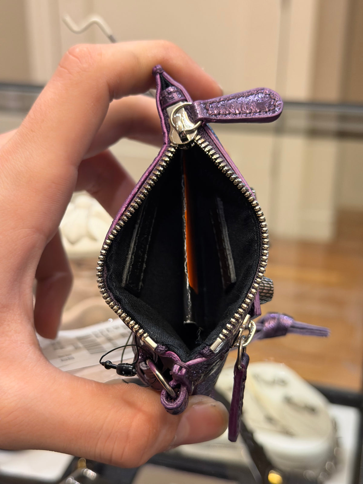 Balenciaga Le Cagole Metallic Arena Lambskin Coin Purse