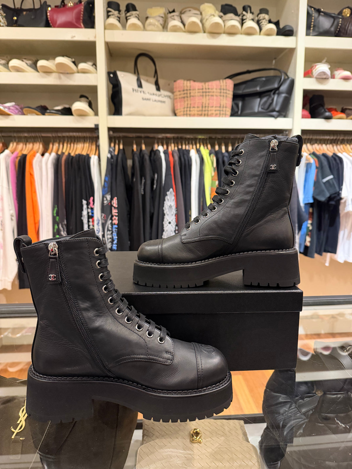 Chanel FW 2026 Calf Skin Combat Boot Black
