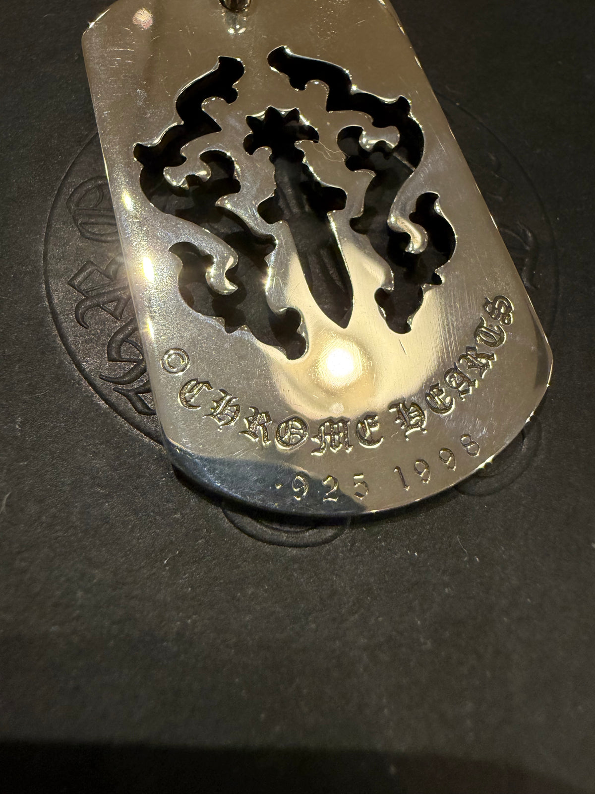 Chrome Hearts Cut Out Vine Dagger Dog Tag Necklace - Silver