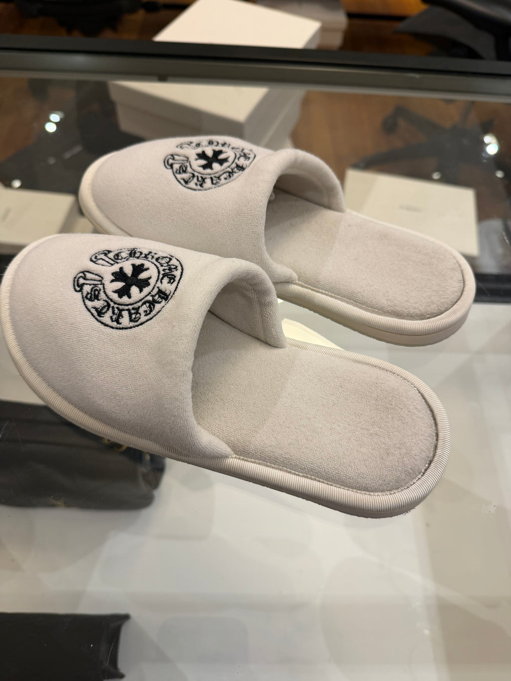 Chrome Hearts Logo House Slippers - white