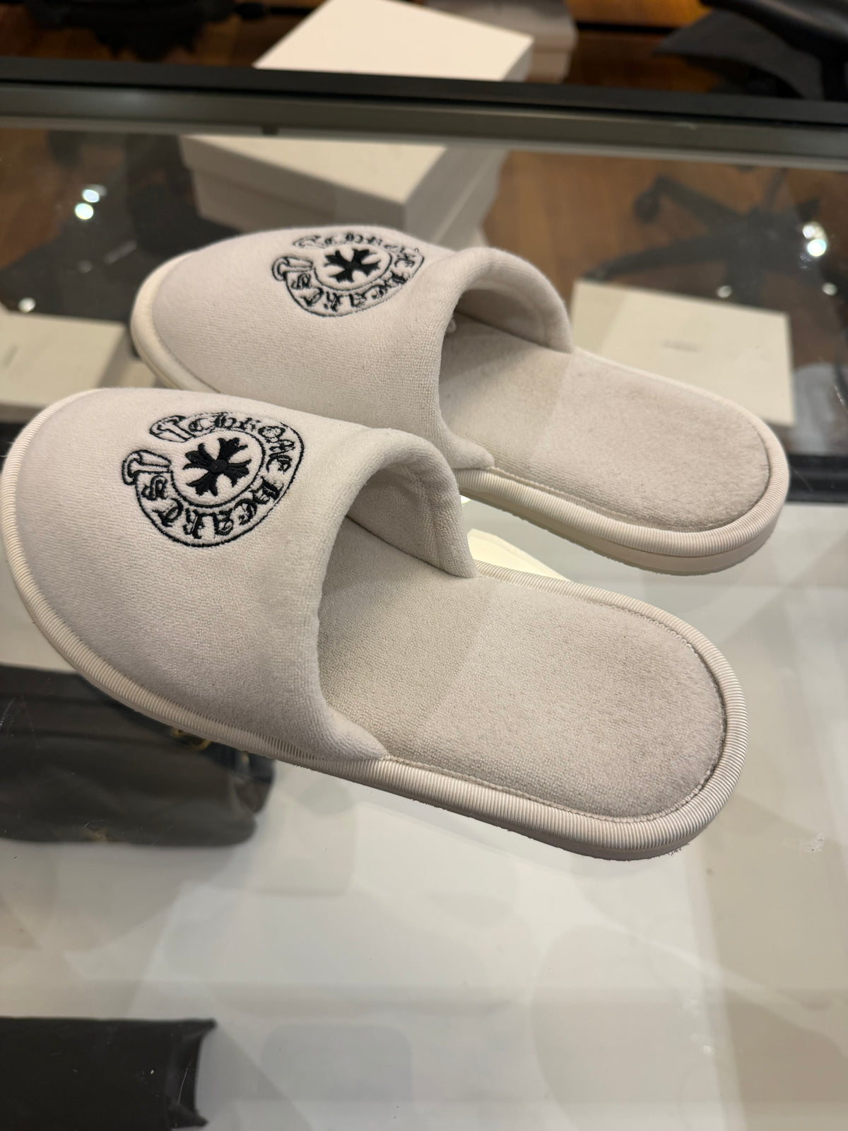 Chrome Hearts Logo House Slippers - white