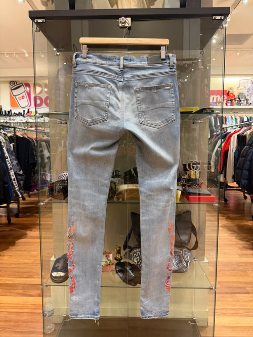 Amiri Bandana Flame Thrasher Skinny Jeans