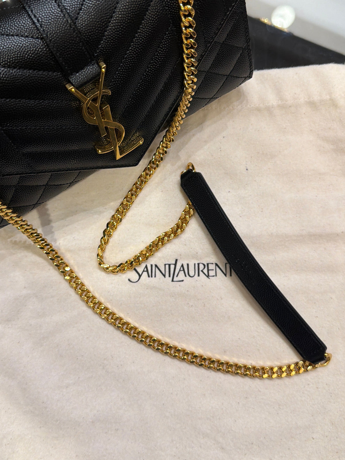 Saint Laurent Small Quilted Envelope Bag - Black