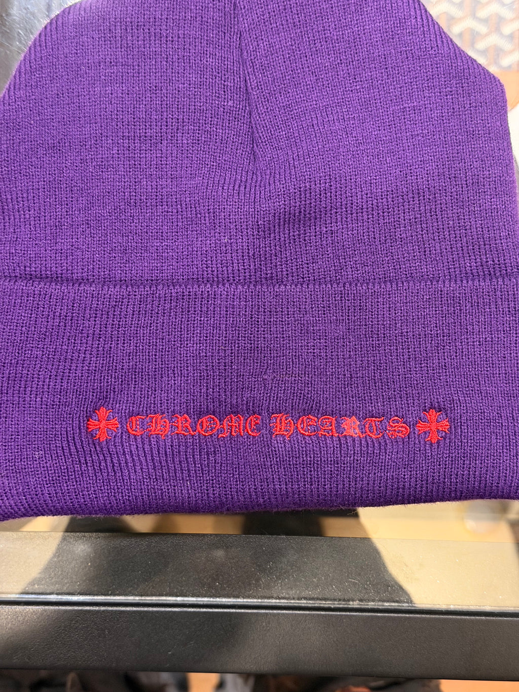 Chrome Hearts Cemetary Cross Logo Beanie - Purple