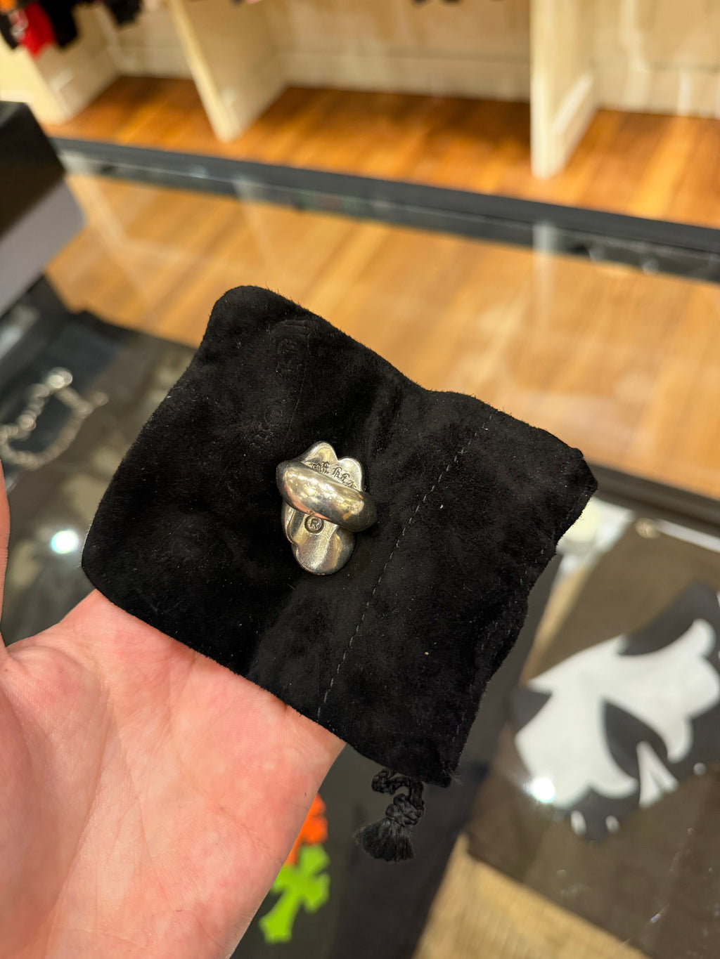 Chrome Hearts Rolling Stones Lip & Tongue Ring - Silver