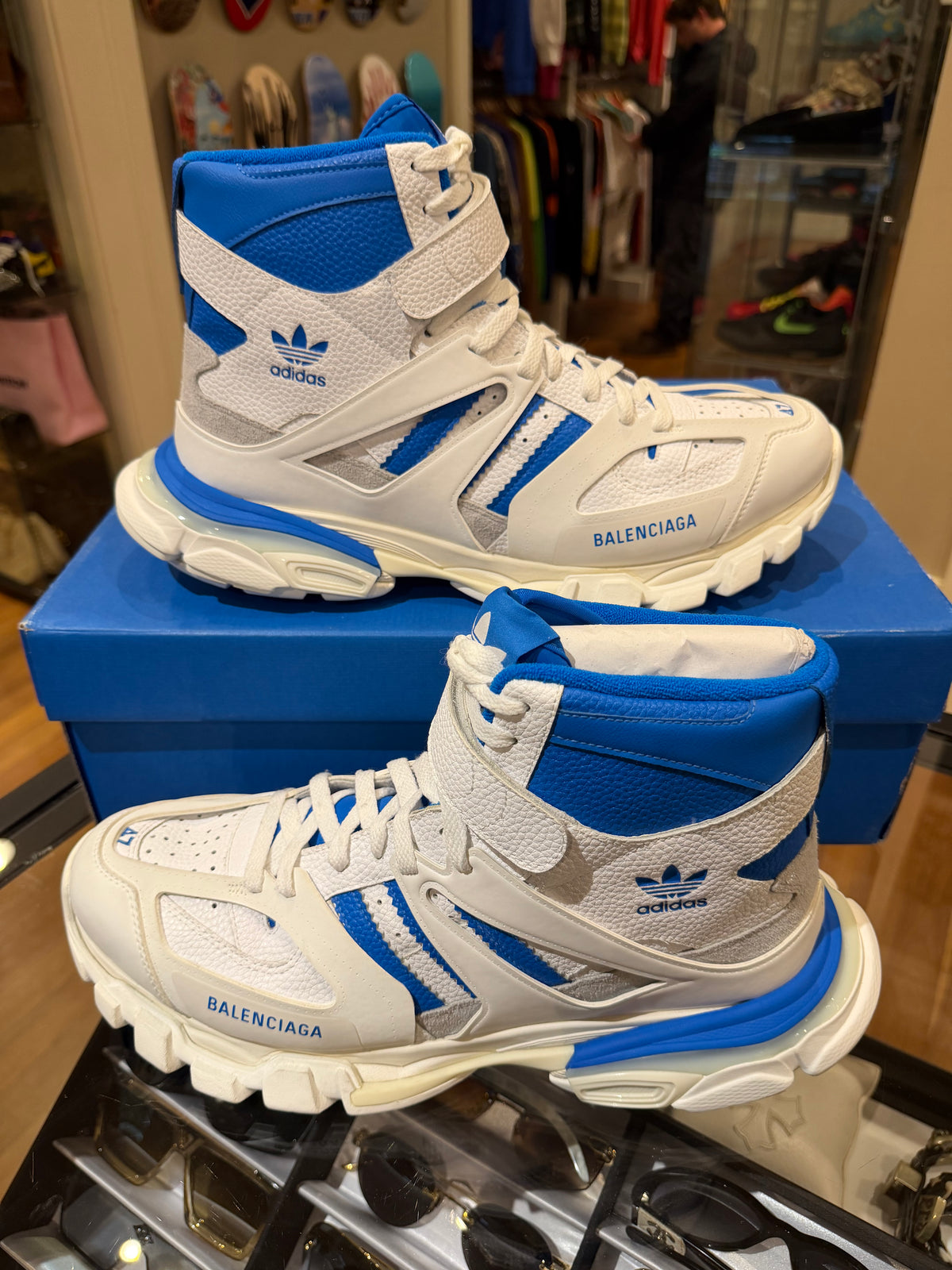 Balenciaga x Adidas Originals Track Forum Sneakers - White / Blue