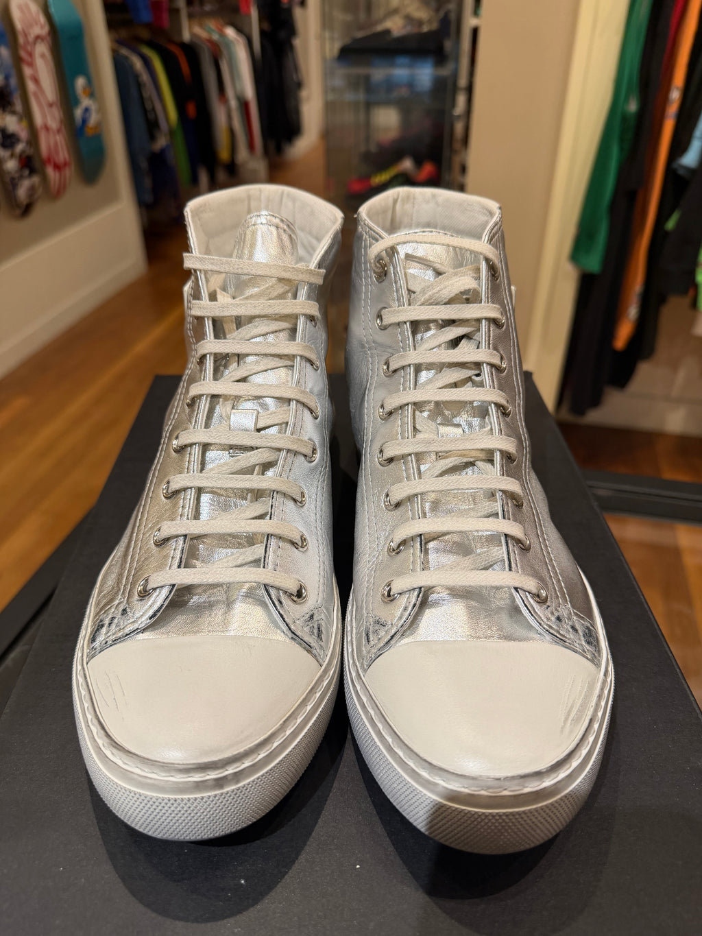 Saint Laurent Bedford High Top Sneaker - Silver