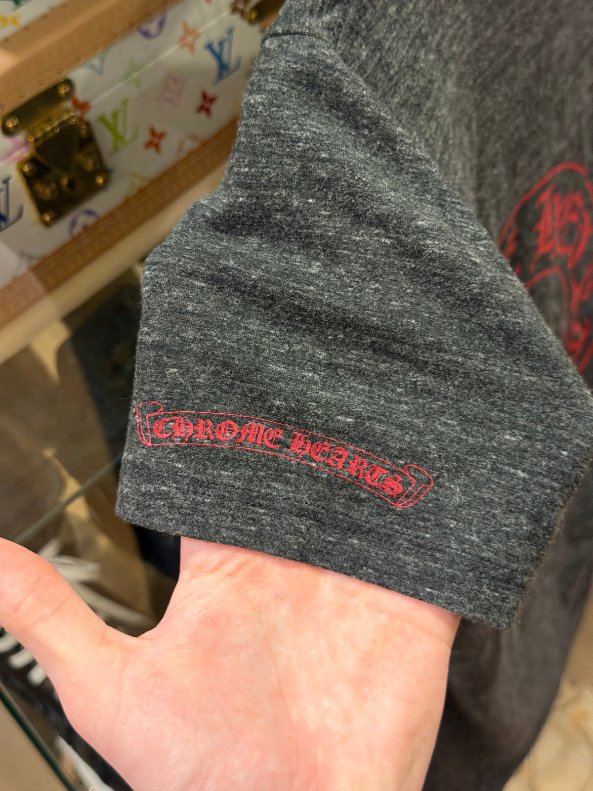 Chrome Hearts Horseshoe V-Neck - Grey/Red