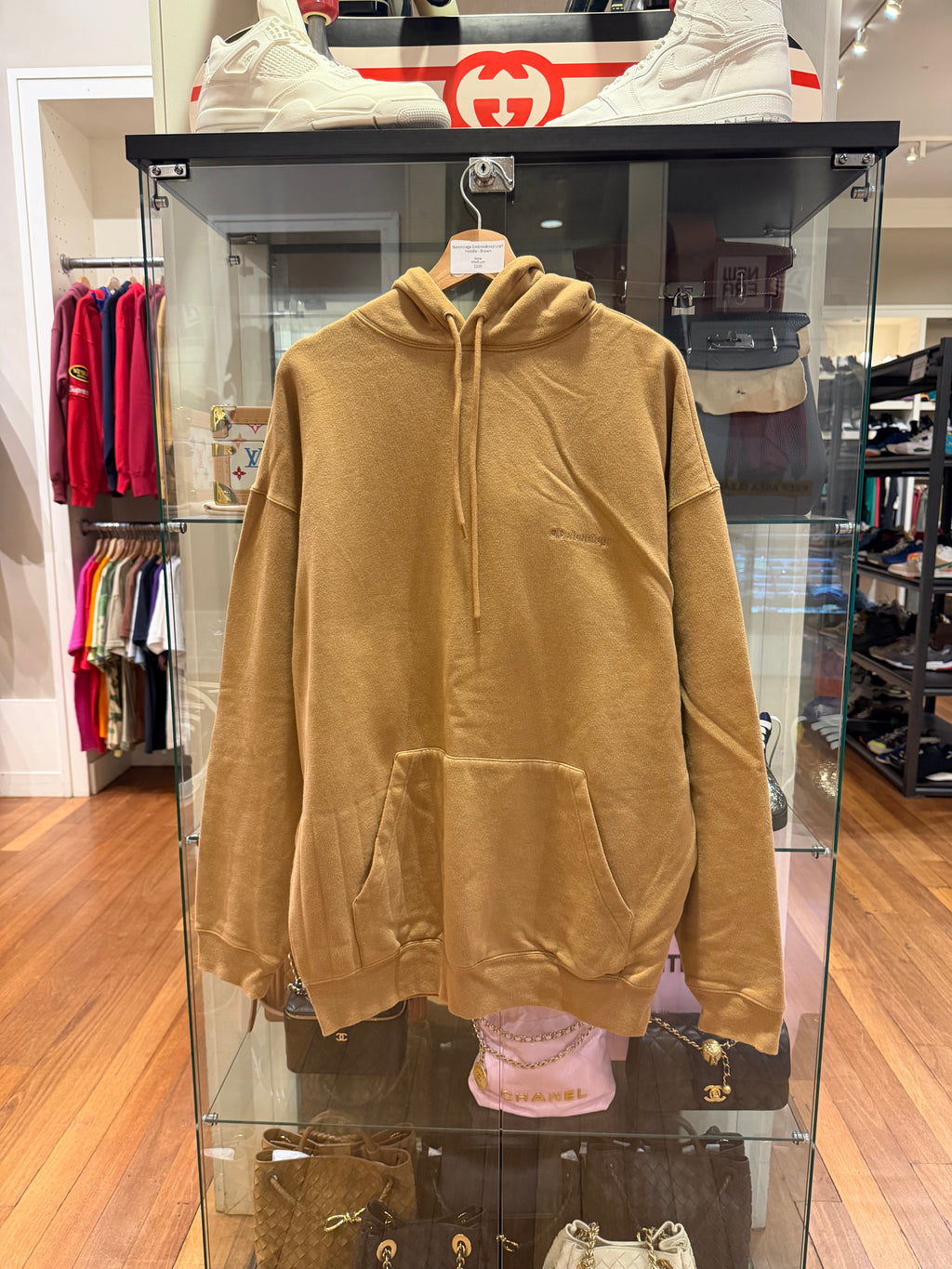 Balenciaga Embroidered Logo Hoodie - Brown