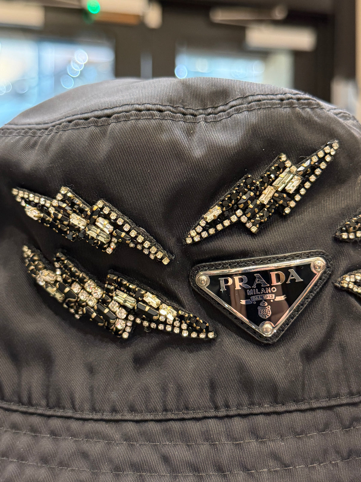 Prada ReNylon Embellished Bucket Hat