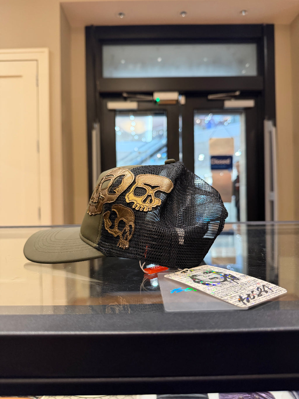 Bossi Skull Trucker Hat - Olive/Black