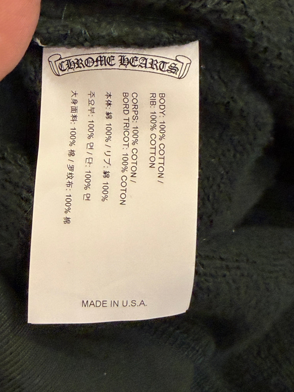 Chrome Hearts Script
Embroidered Q-Zip - Forest
Green