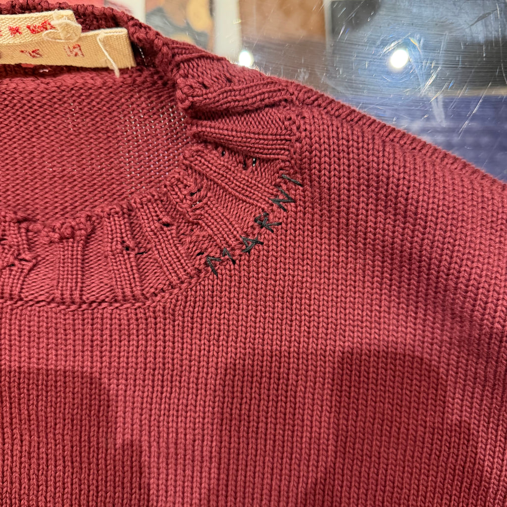 Marni Engineered Destruction/Distressed Sweater - Burgundy