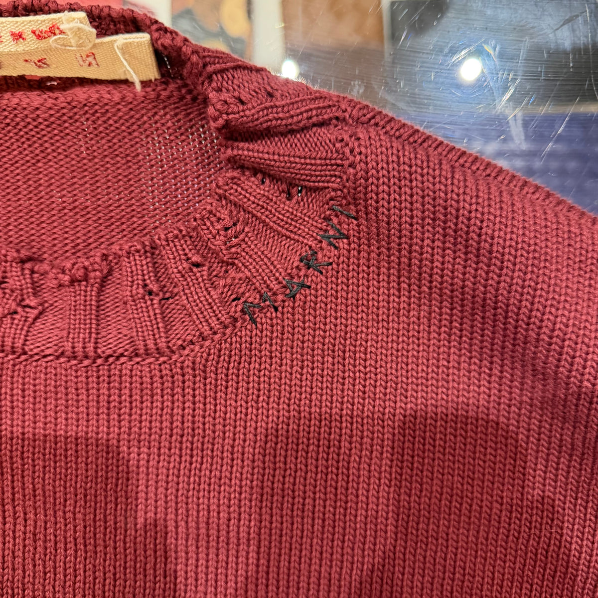Marni Engineered Destruction/Distressed Sweater - Burgundy