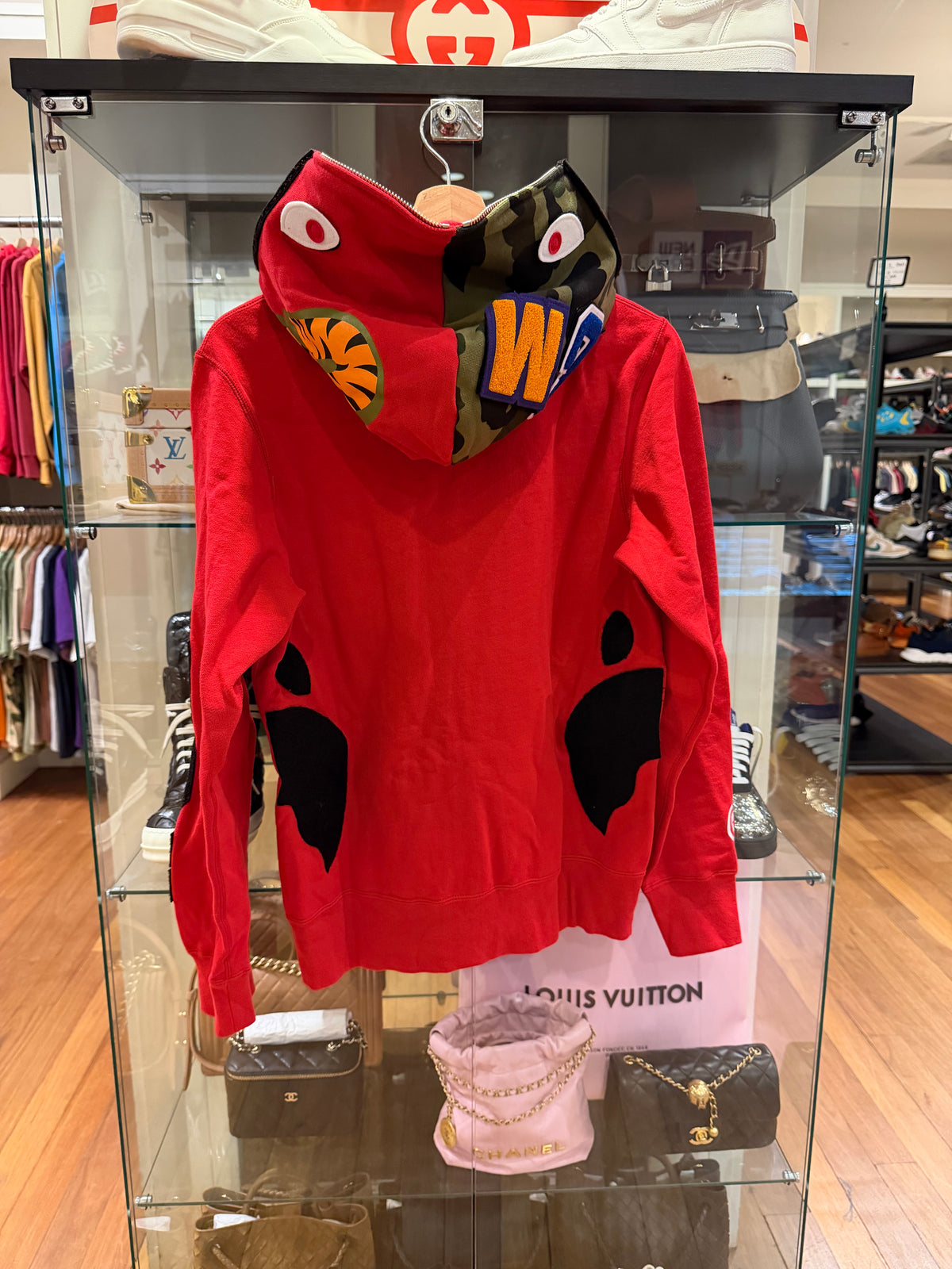 Bape SS22 Detachable Shark Full Zip Hoodie - Red & Green
