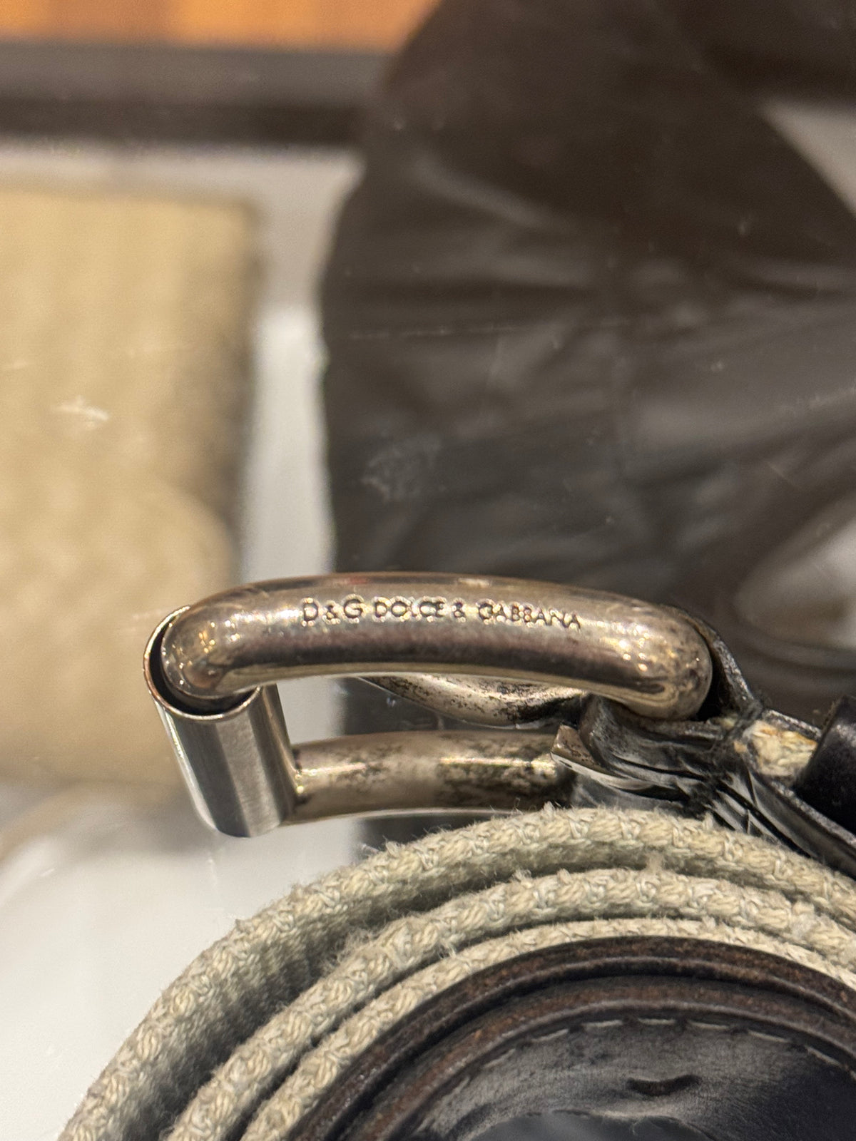 Dolce & Gabbana Woven Croc Leather Belt