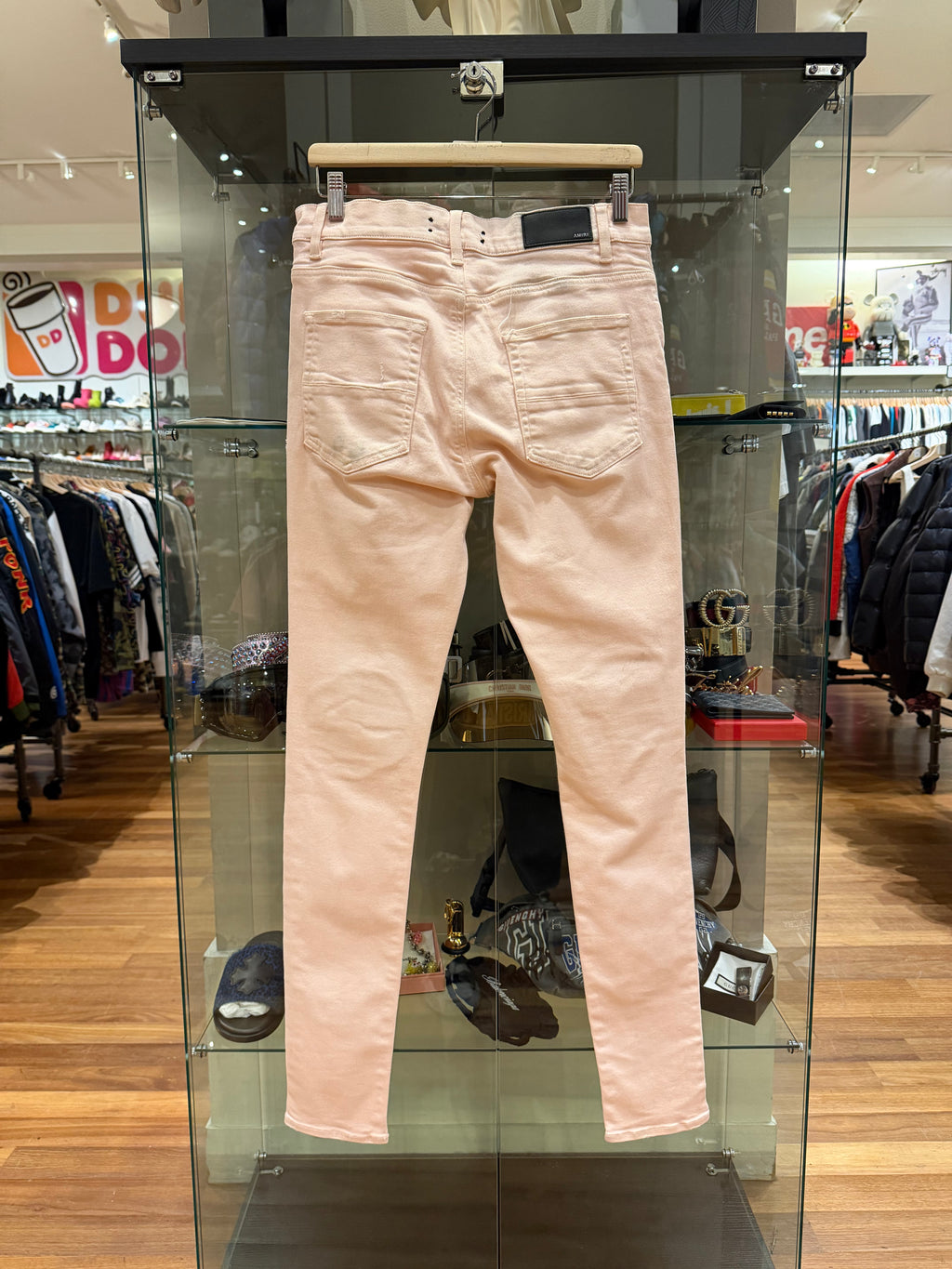 Amiri MX1 Distressed Skinny Jeans - Pink / Pink Patches