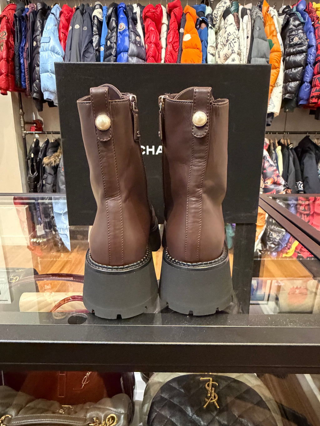 Chanel Calfskin Combat Boots - Dark Brown