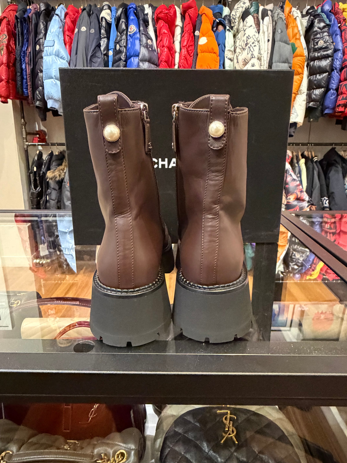 Chanel Calfskin Combat Boots - Dark Brown