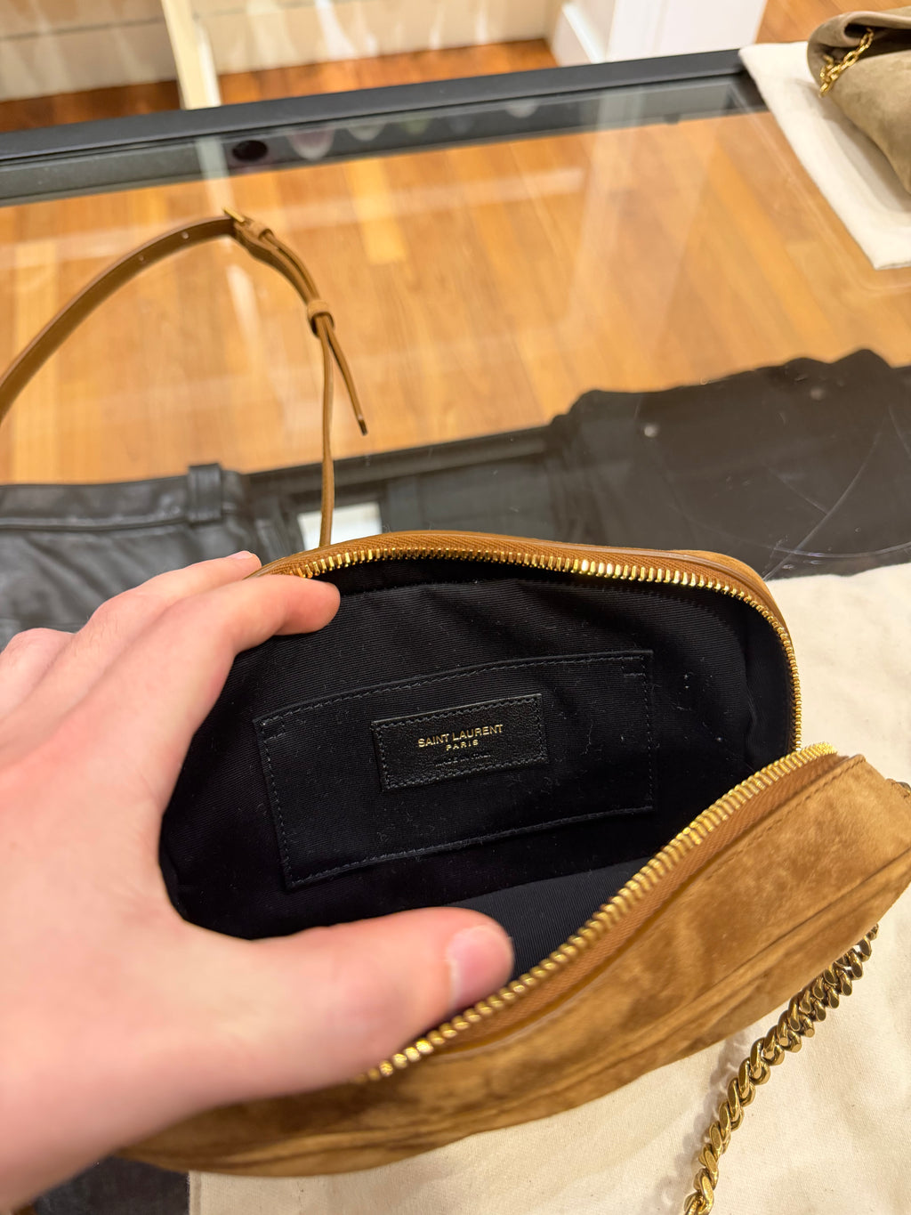 Saint Laurent LouLou Camera Bag Suede - Caramel