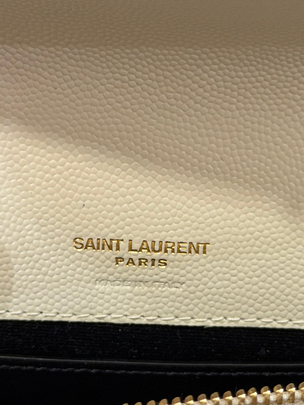 Saint Laurent Cassandre Envelope Chain Wallet - Beige