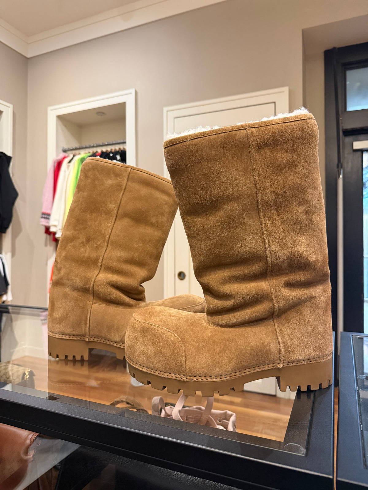 Balenciaga Alaska Fur Boots - Brown