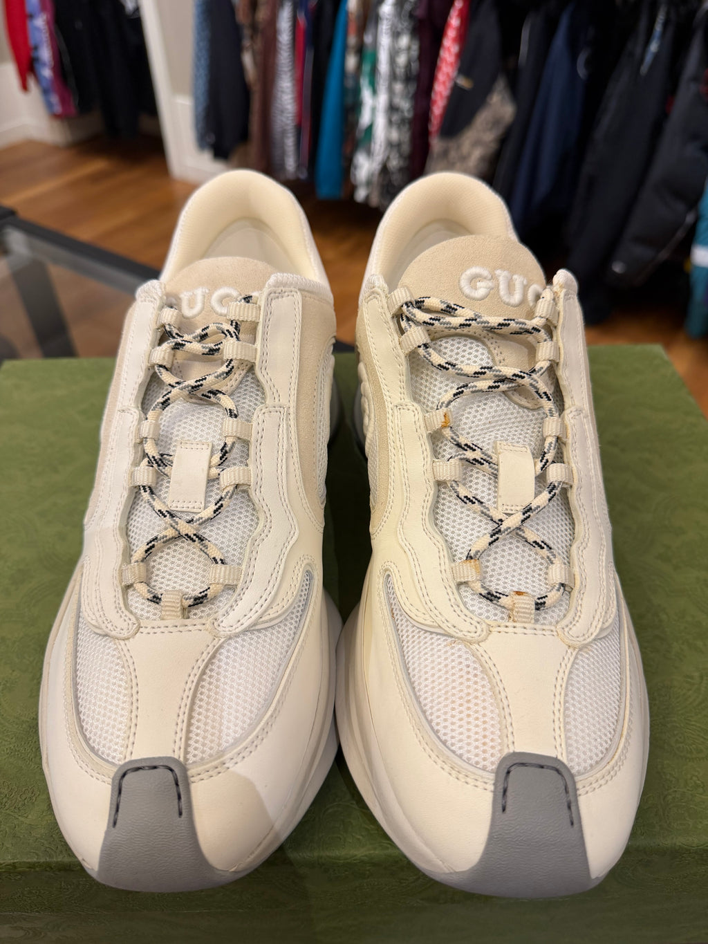 Gucci Run Sneaker - White Suede & Leather
