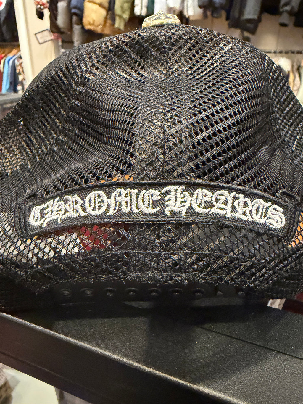 Chrome Hearts Triple Cross Pony Hair Trucker Hat- Black