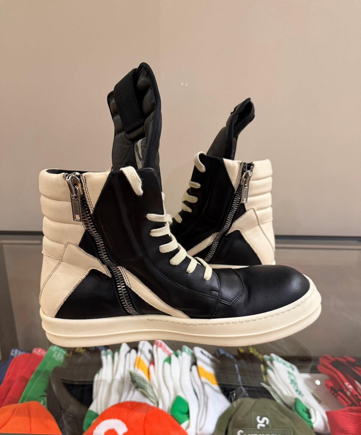 Rick Owens Geobasket - Black/White Leather