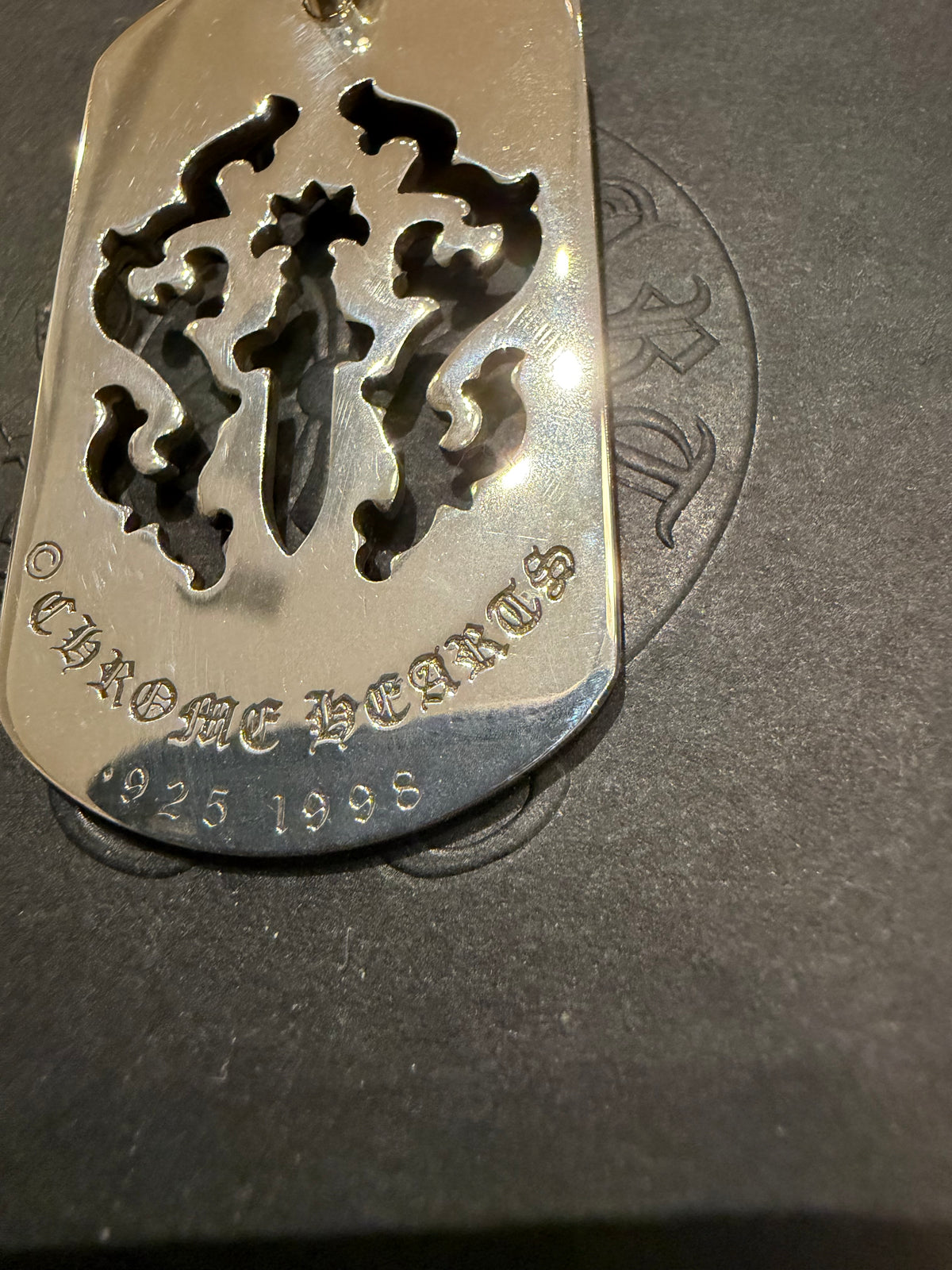 Chrome Hearts Cut Out Vine Dagger Dog Tag Necklace - Silver